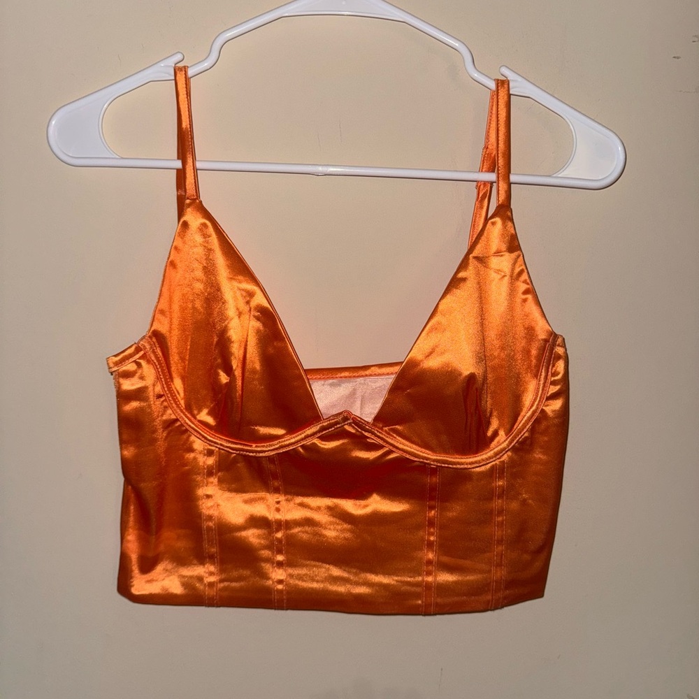 Orange Satin Bustier Top